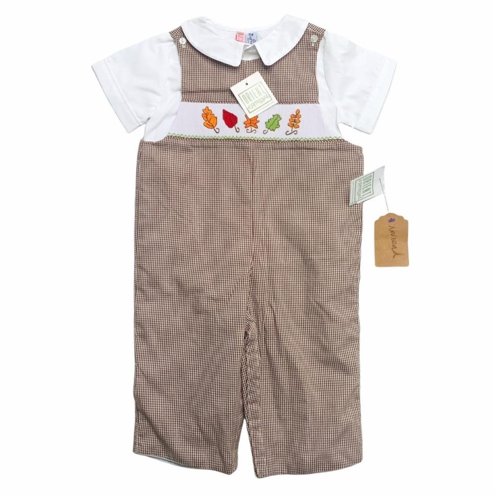 B11-Orient Expressed, 6-12M, 0/s cotton smock pant romper + s/s cotton shirt